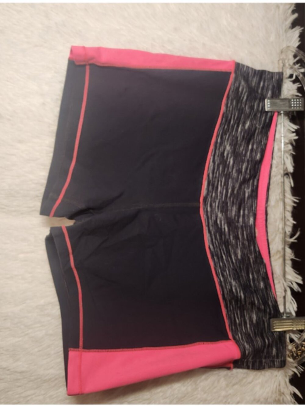 High-Waist Black Bike Shorts with Pink Trim Women Size Large